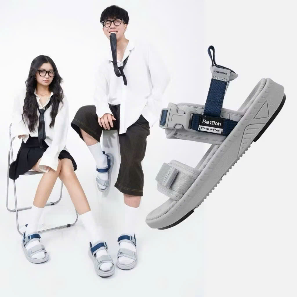 Giày Sandal Berich Nam Nữ 2 Quai Ngang Đi Học Chống Trơn Trượt Êm Bền