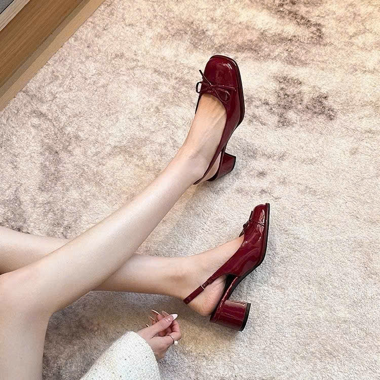 Giày búp bê 5 phân bít mũi phối nơ dễ thương Luvia 202CG (Giày form rộng, chân gầy mỏng lùi 1 size)