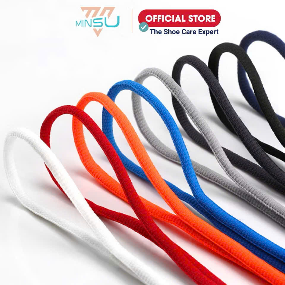 Dây Giày Thể Thao Sneaker Tròn MINSU M0201 120cm với 10 Màu Nổi Bật Cho Bạn Chọn Shoelaces Phụ Kiện Giày, Trắng, Đen