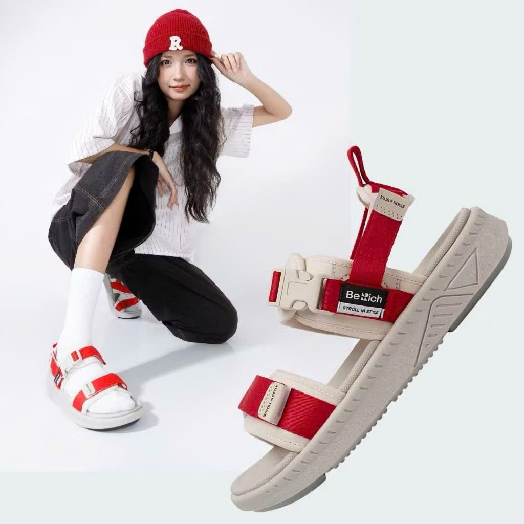 Giày Sandal Berich Nam Nữ 2 Quai Ngang Đi Học Chống Trơn Trượt Êm Bền - Ảnh 4